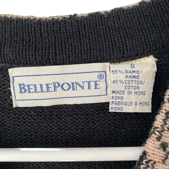 Vintage Bell Pointe 90s MonkeyEmbroidered Sweater Black Vest Tan size small - Picture 2 of 8